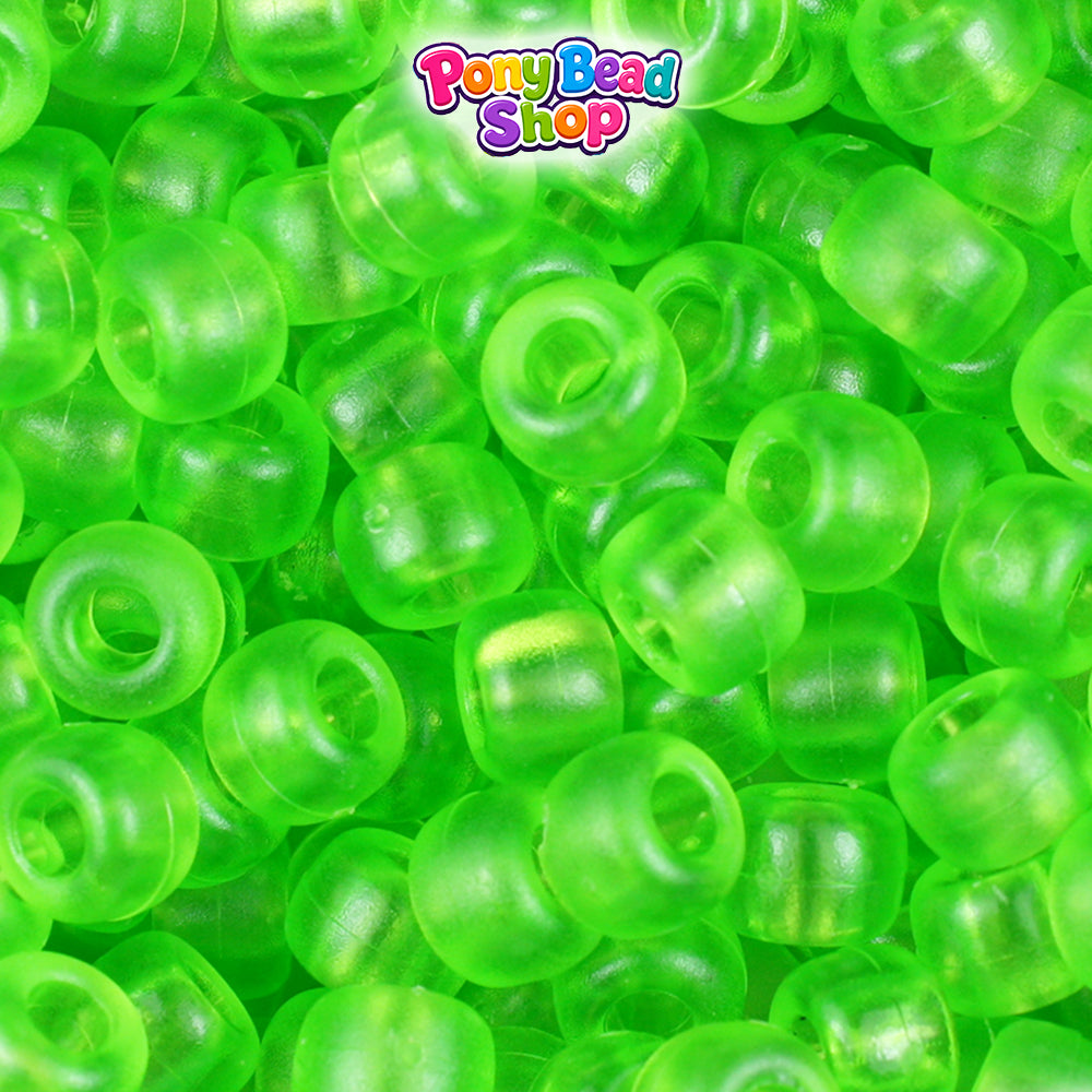 Lime Frosted 9mm Barrel Plastic Pony Beads (500pcs)