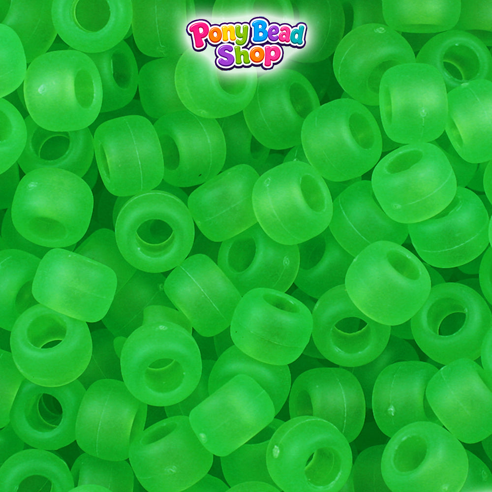 Mint Frosted 9mm Barrel Plastic Pony Beads (500pcs)