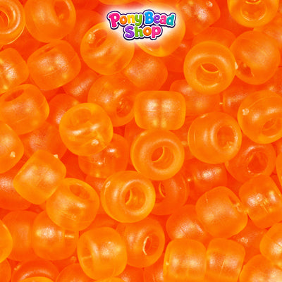 Orange Frosted 9mm Barrel Plastic Pony Beads (500pcs)