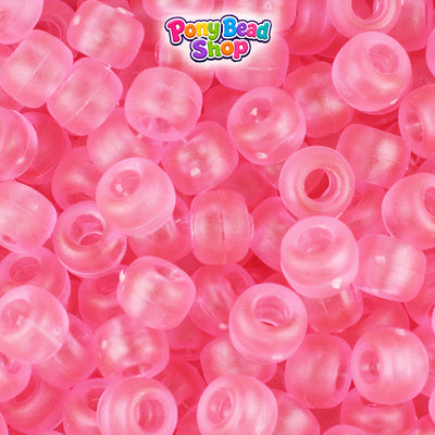 Pink Frosted 9mm Barrel Plastic Pony Beads (500pcs)