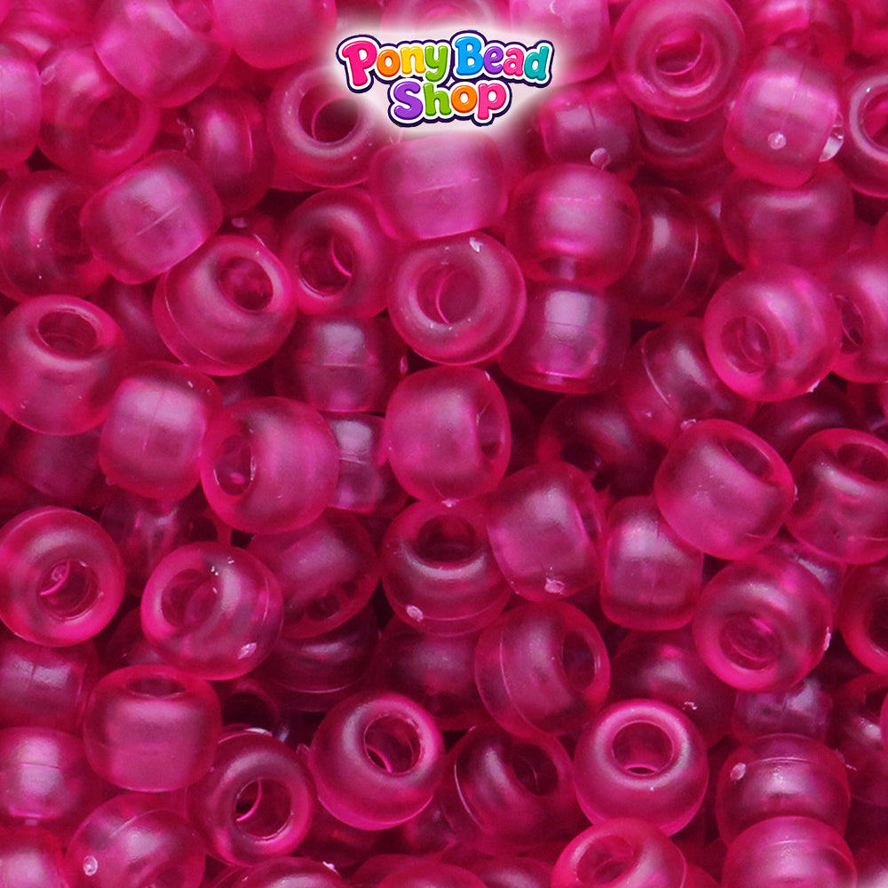 Mauve Frosted 9mm Barrel Plastic Pony Beads (500pcs)