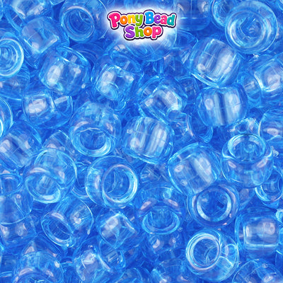 Light Sapphire Transparent 9mm Barrel Plastic Pony Beads (500pcs)