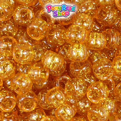 Topaz Sparkle 9mm Barrel Plastic Pony Beads (500pcs)