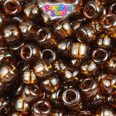 Dark Topaz Transparent 9mm Barrel Plastic Pony Beads (500pcs)