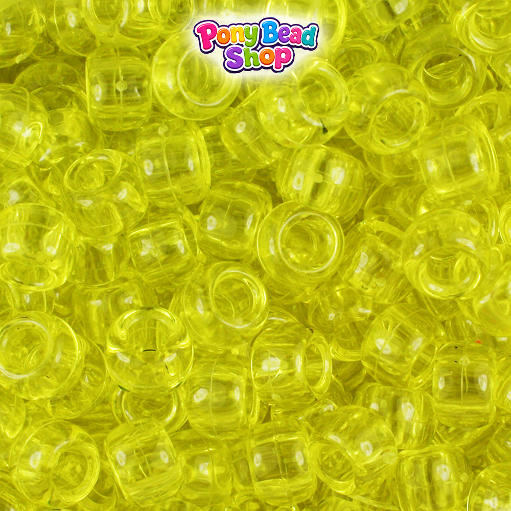 Yellow Transparent 9mm Barrel Plastic Pony Beads (500pcs)