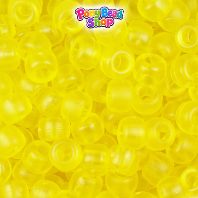 Yellow Frosted 9mm Barrel Plastic Pony Beads (500pcs)