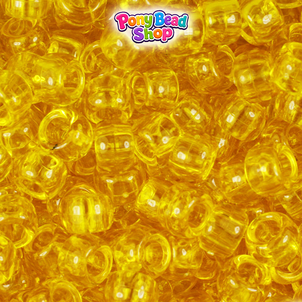 Dark Yellow Transparent 9mm Barrel Plastic Pony Beads (500pcs)