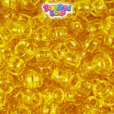 Dark Yellow Transparent 9mm Barrel Plastic Pony Beads (500pcs)