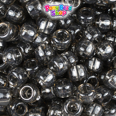 Jet Transparent 9mm Barrel Plastic Pony Beads (500pcs)