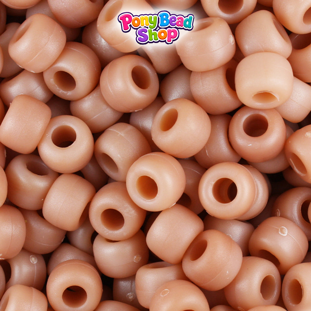 Bone Matte 9mm Barrel Plastic Pony Beads (500pcs)