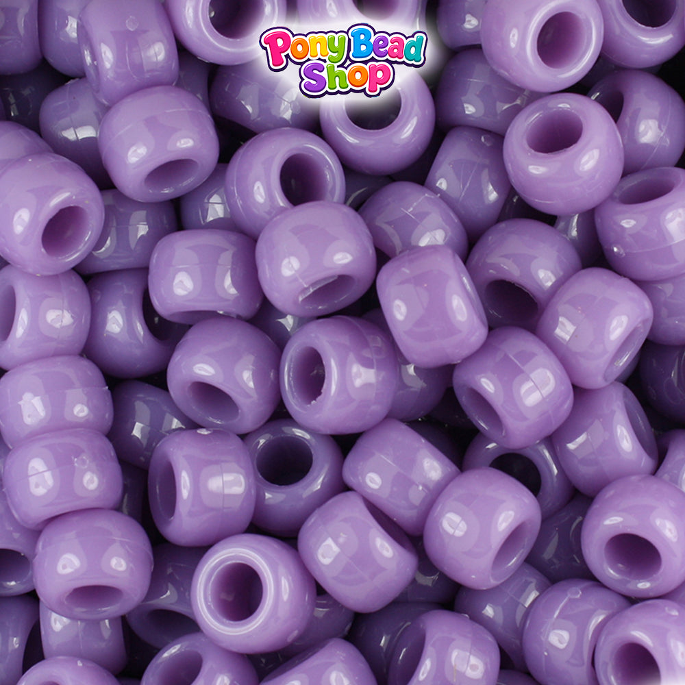 Lavender Opaque 9mm Barrel Plastic Pony Beads (500pcs)