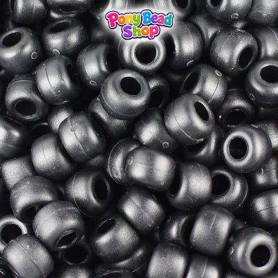 Black Matte 9mm Barrel Plastic Pony Beads (500pcs)