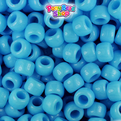 Baby Blue Opaque 9mm Barrel Pony Beads (500pcs)
