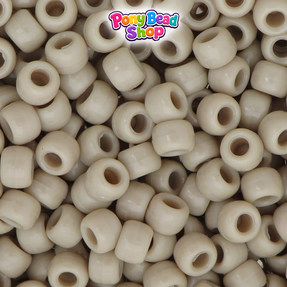 Dary Ivory Opaque 9mm Barrel Plastic Pony Beads (500pcs)