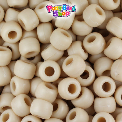 Dark Ivory Matte 9mm Barrel Plastic Pony Beads (500pcs)