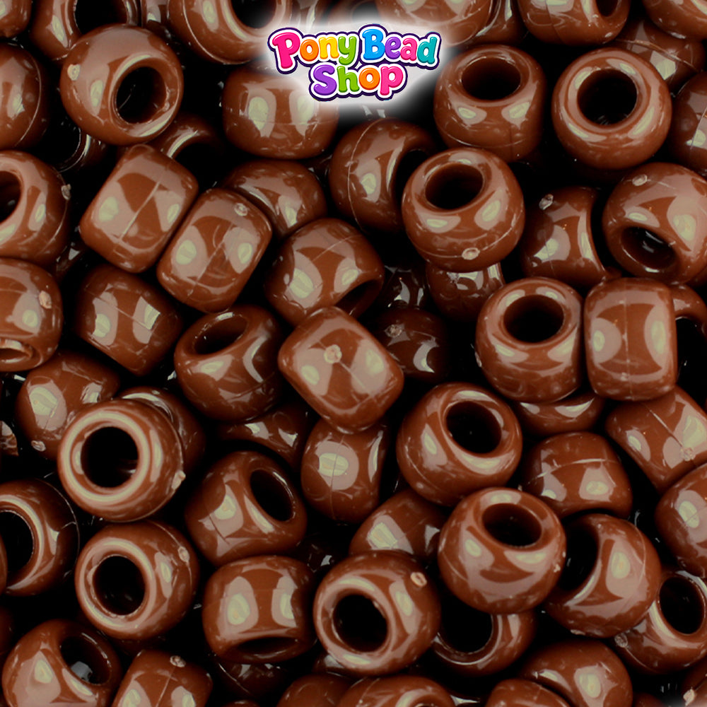 Chocolate Opaque 9mm Barrel Plastic Pony Beads (500pcs)