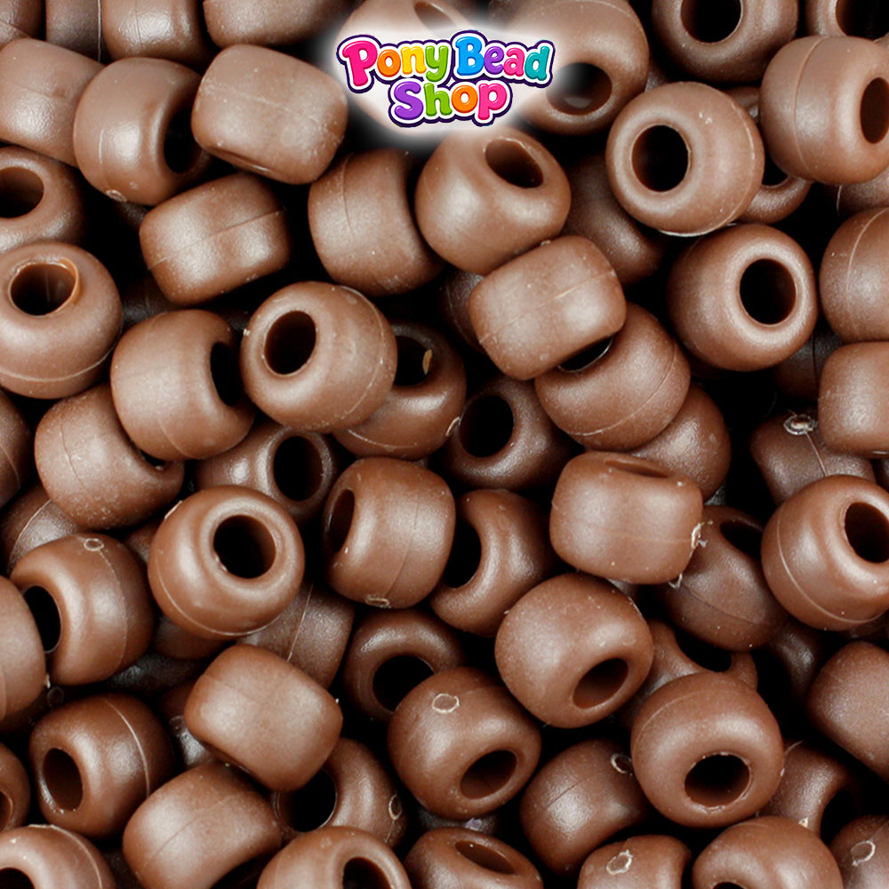 Chocolate Matte 9mm Barrel Plastic Pony Beads (500pcs)