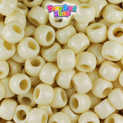 Ivory Opaque 9mm Barrel Plastic Pony Beads (500pcs)