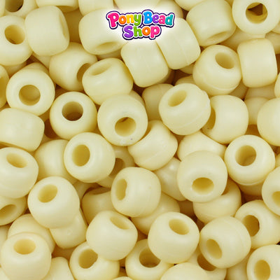 Ivory Matte 9mm Barrel Plastic Pony Beads (500pcs)