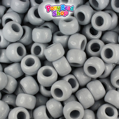 Grey Opaque 9mm Barrel Pony Beads (500pcs)
