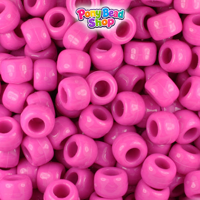 Dark Pink Opaque 9mm Barrel Pony Beads (500pcs)
