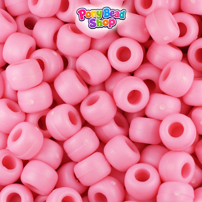 Baby Pink Matte 9mm Barrel Plastic Pony Beads (500pcs)