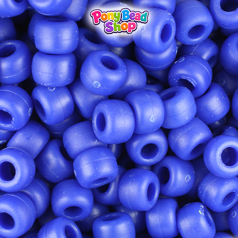 Royal Blue Matte 9mm Barrel Plastic Pony Beads (500pcs)