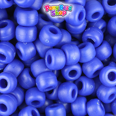 Royal Blue Matte 9mm Barrel Plastic Pony Beads (500pcs)