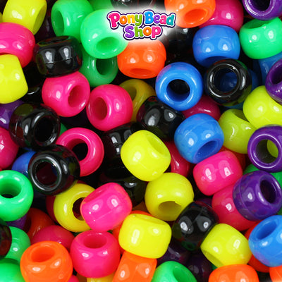 Hot Kandi Multi 9mm Barrel Plastic Pony Beads (500pcs)