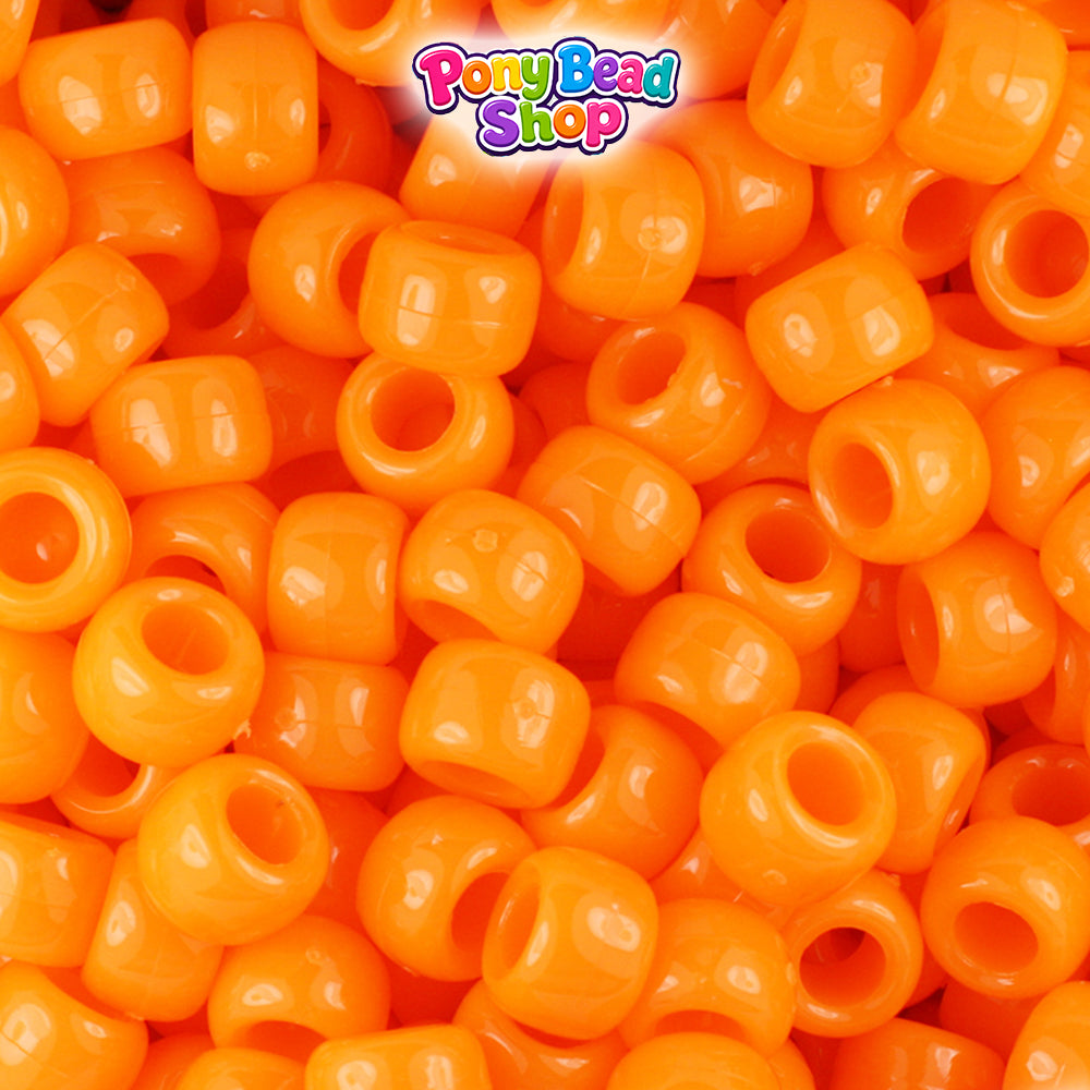 Orange Opaque 9mm Barrel Plastic Pony Beads (500pcs)