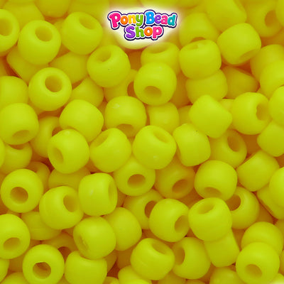 Lemon Matte 9mm Barrel Plastic Pony Beads (500pcs)