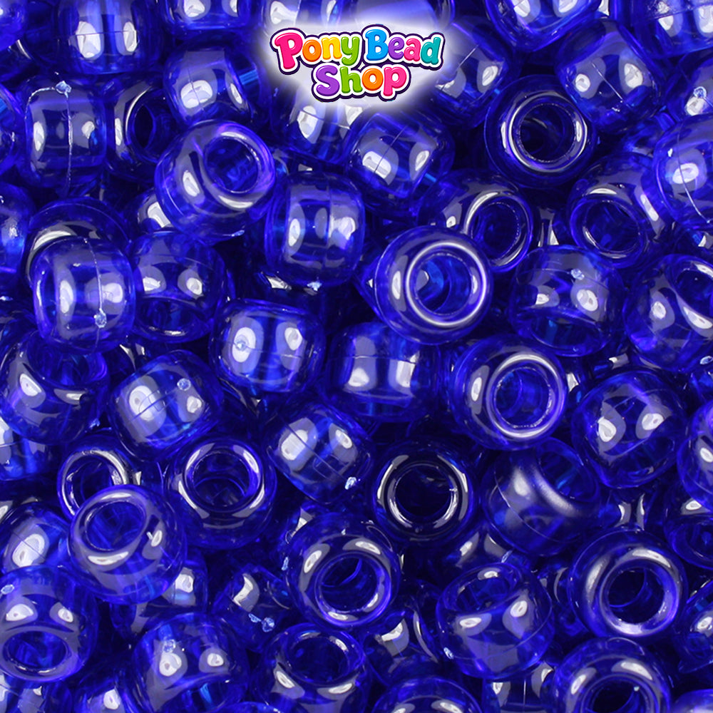 Midnight Transparent 9mm Barrel Plastic Pony Beads (500pcs)