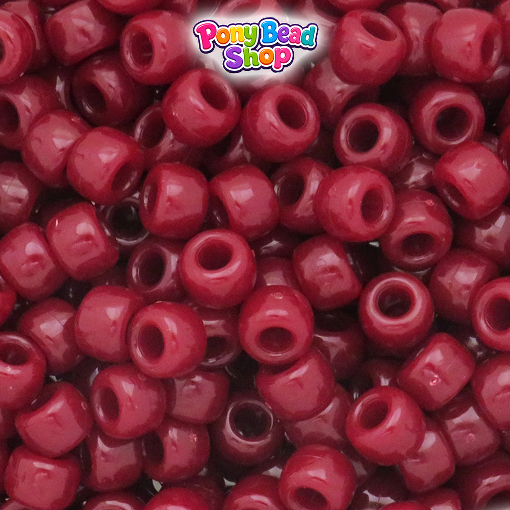 Burgundy Opaque 9mm Barrel Plastic Pony Beads (500pcs)