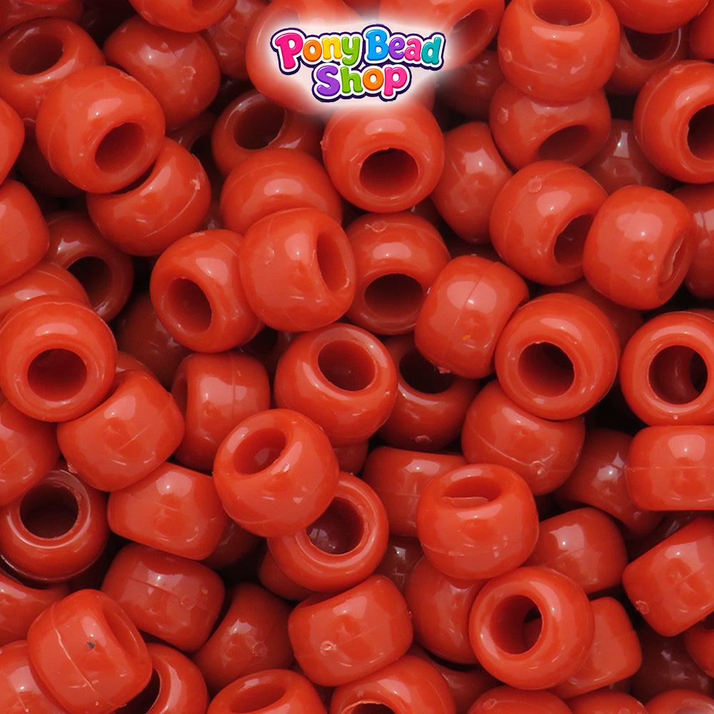 Terra Cotta Opaque 9mm Barrel Plastic Pony Beads (500pcs)