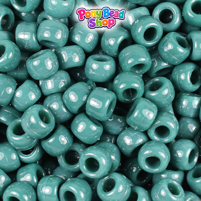 Forest Green Opaque 9mm Barrel Plastic Pony Beads (500pcs)