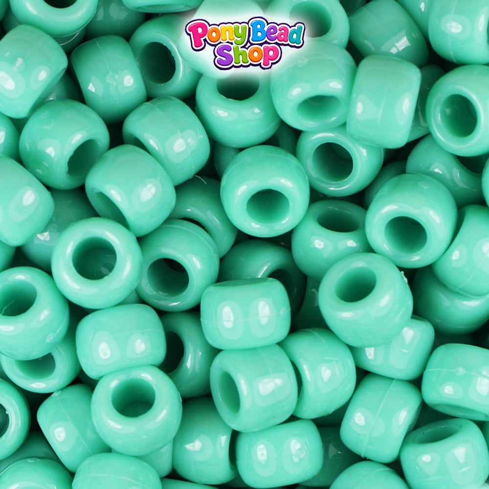 Sage Opaque 9mm Barrel Plastic Pony Beads (500pcs)