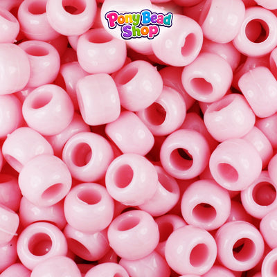 Dusty Rose Opaque 9mm Barrel Plastic Pony Beads (500pcs)