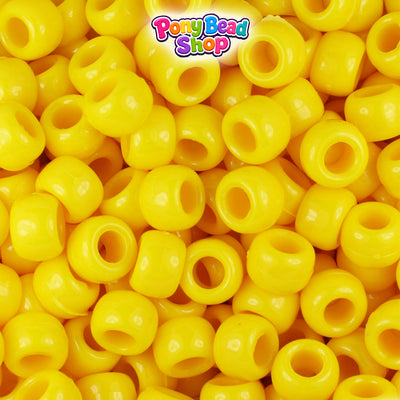 Bright Yellow Opaque 9mm Barrel Plastic Pony Beads (500pcs)