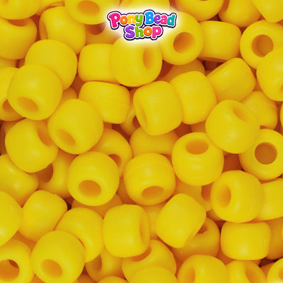 Bright Yellow Matte 9mm Barrel Plastic Pony Beads (500pcs)