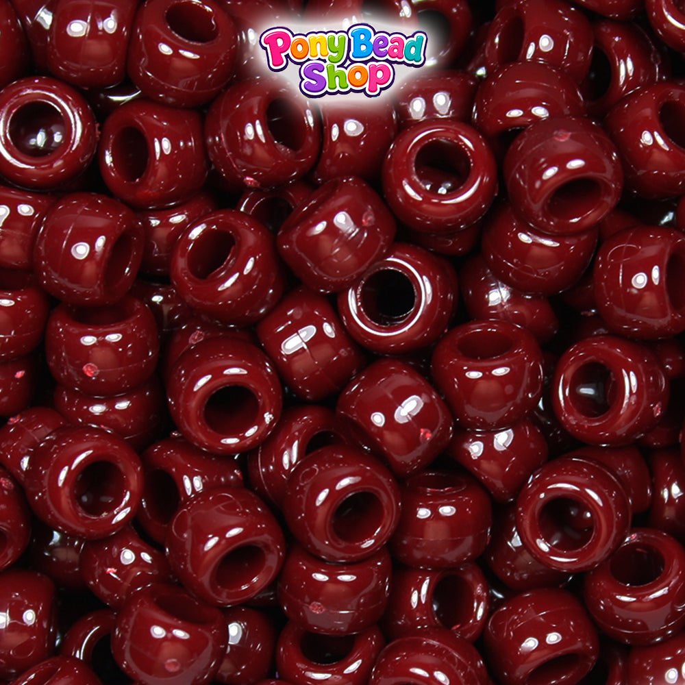 Maroon Opaque 9mm Barrel Plastic Pony Beads (500pcs)