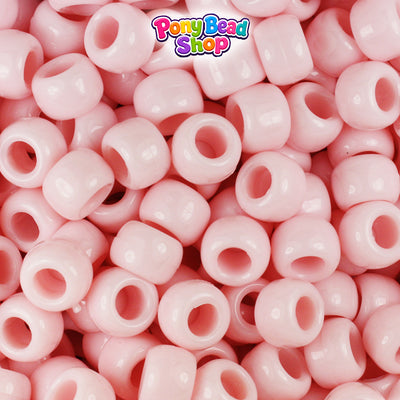 Our Lady's Pink Opaque 9mm Barrel Plastic Pony Beads (500pcs)