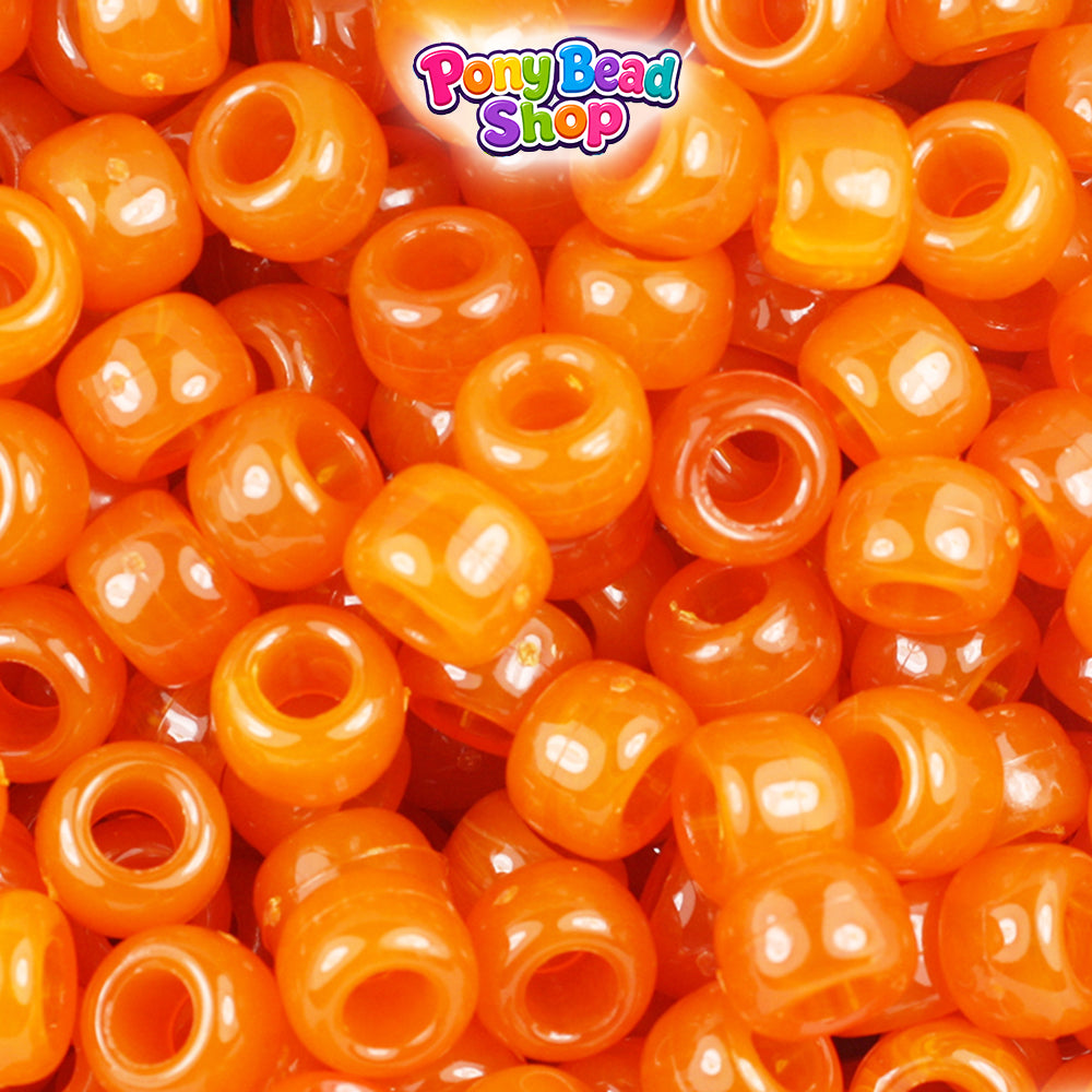 Tiger Coral Transparent 9mm Barrel Plastic Pony Beads (500pcs)