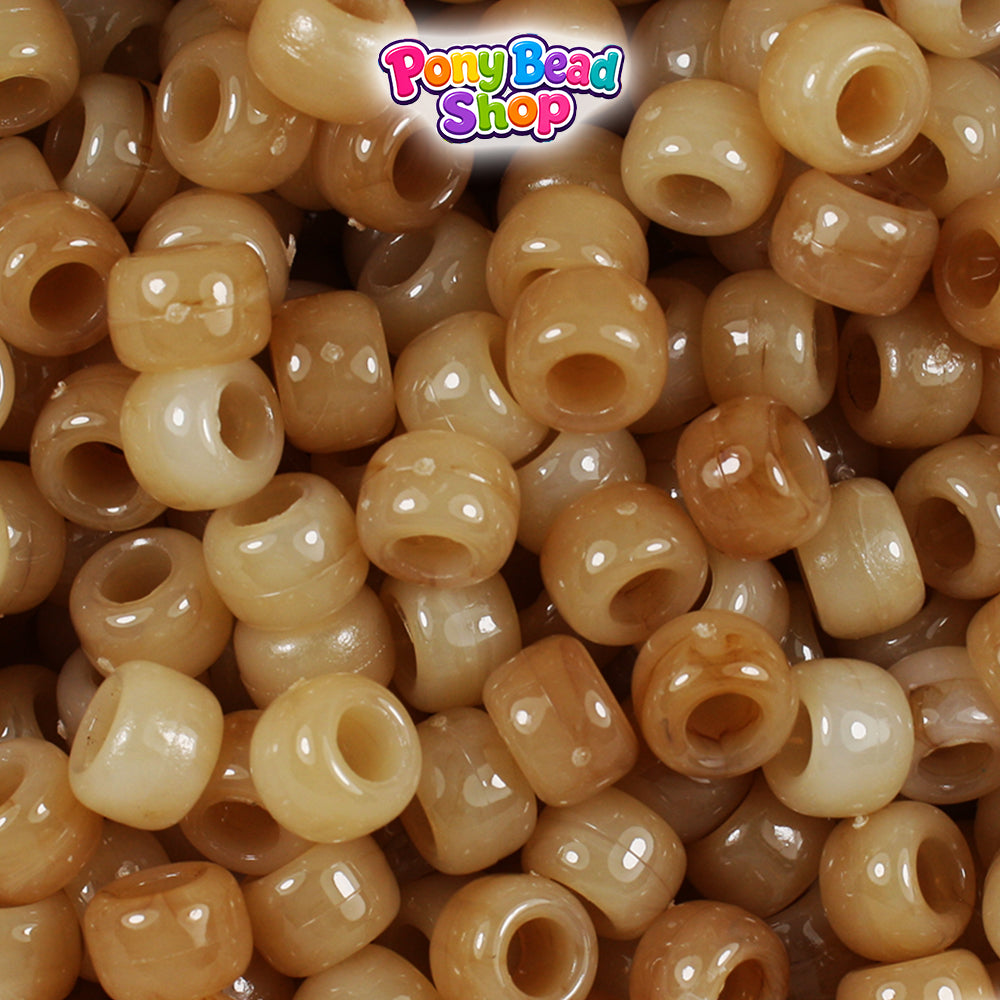 Light Bone Opaque Mix 9mm Barrel Plastic Pony Beads (500pcs)
