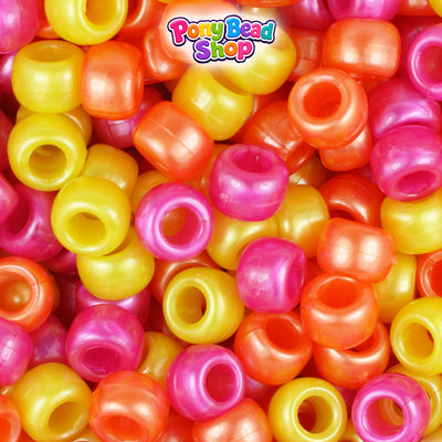 Summer Pearl Mix Barrel Plastic Pony Beads (500pcs)
