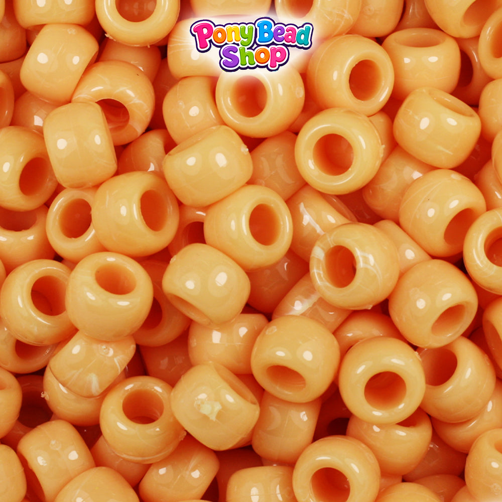 Sand Opaque 9mm Barrel Plastic Pony Beads (500pcs)