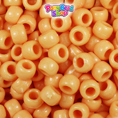 Sand Opaque 9mm Barrel Plastic Pony Beads (500pcs)