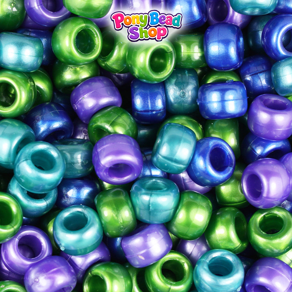 Cool Pearl Mix 9mm Barrel Plastic Pony Beads (500pcs)