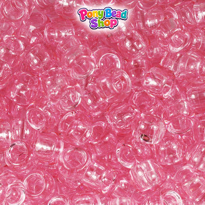Pale Pink Transparent 9mm Barrel Plastic Pony Beads (500pcs)