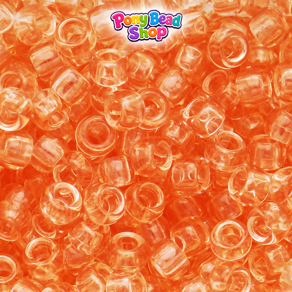 Peach Morganite Transparent 9mm Barrel Plastic Pony Beads (500pcs)