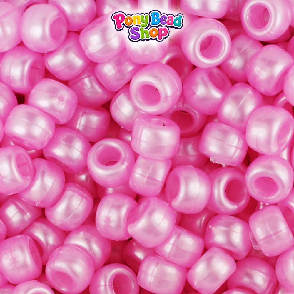 Light Pink Pearl 9mm Barrel Plastic Pony Beads (500pcs)